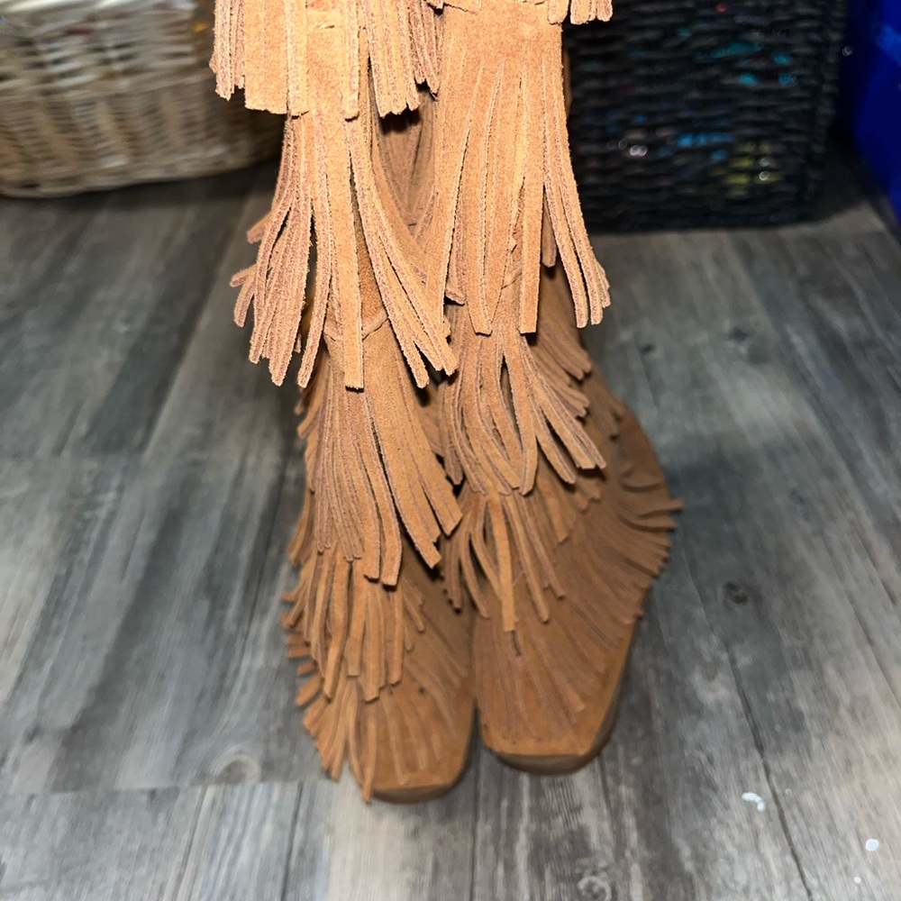 Minnetonka Fringe Suede Knee-High Boots - Picture 7 of 7